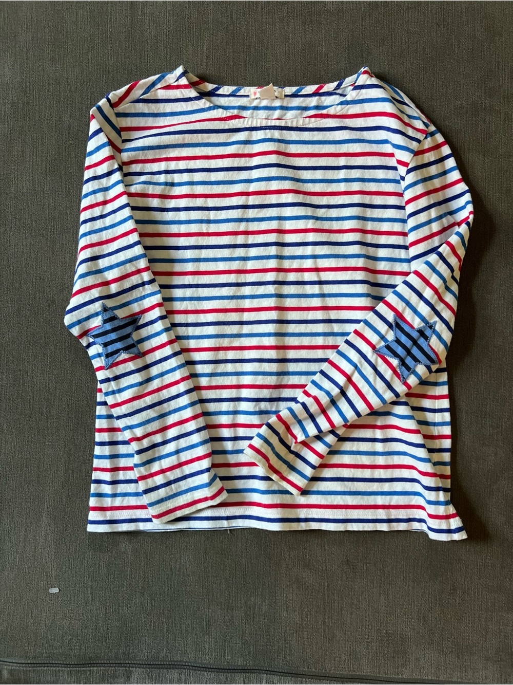 Crewcuts White Long-Sleeve Striped Tee with Red & Blue Stripes